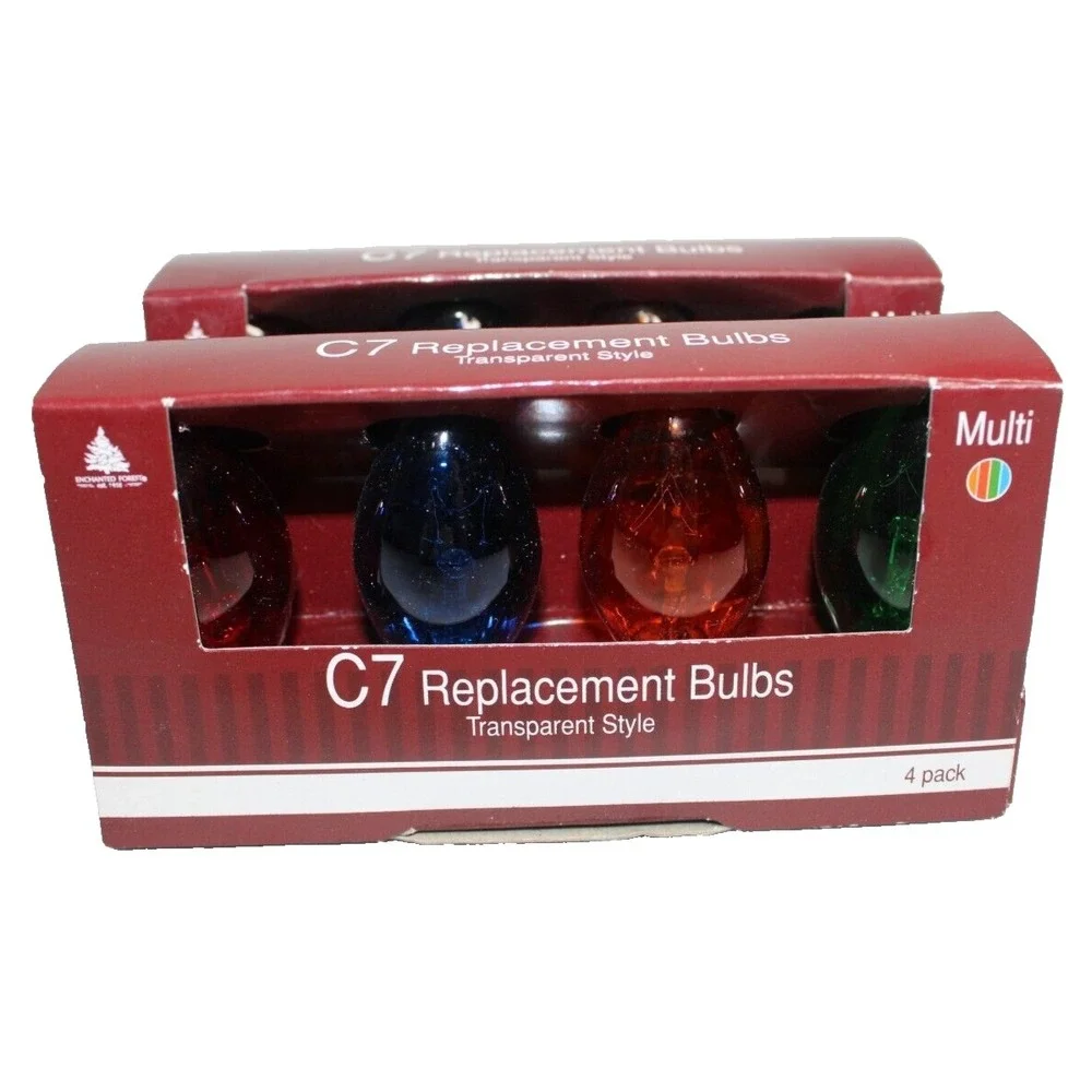 VTG Holiday C7 Replacement Bulbs, 8 Count, Multicolor Transparent NIB